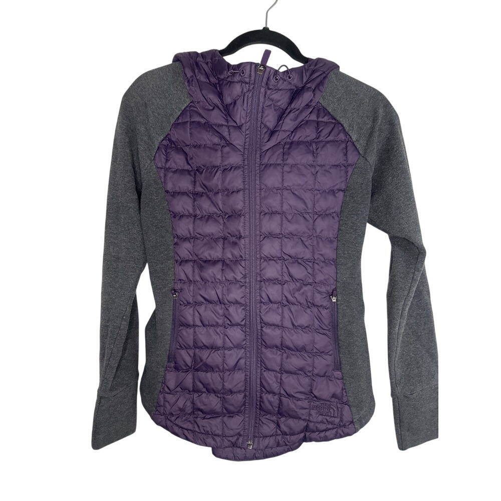 The North Face Thermoball Hybrid Hoodie Jacket Womens Purple Gray S/P Small